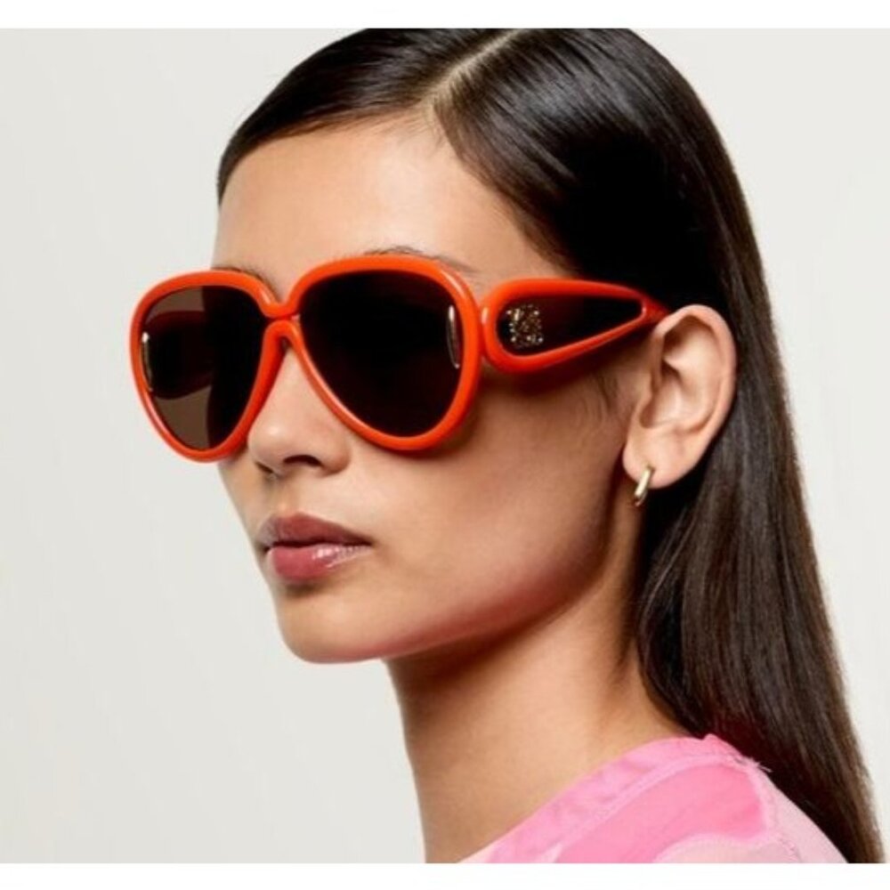 NEW LOEWE SUNGLASSES ORANGE BROWN WOMEN EYEWEAR LOEWE LLW40132I 42E